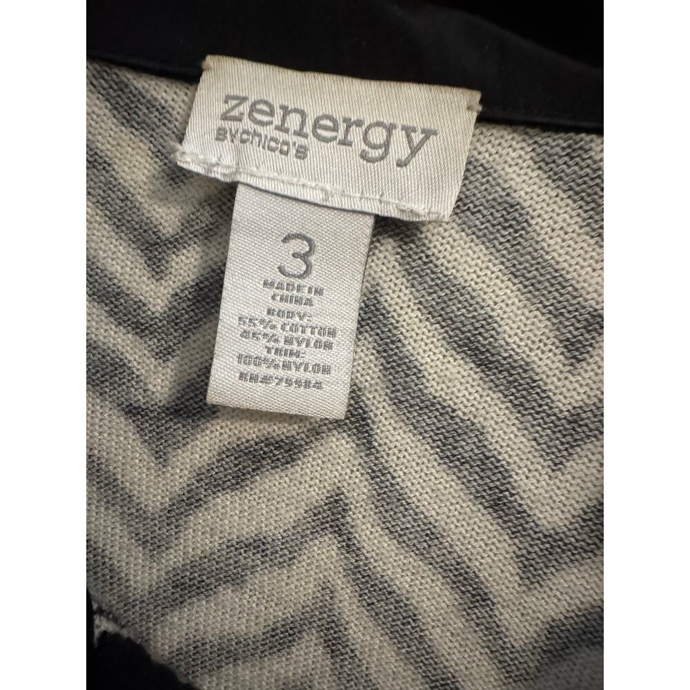Chicos Zenergy Full Zip Zebra Knit Sweater Jacket Black White Size XL - Picture 3 of 7